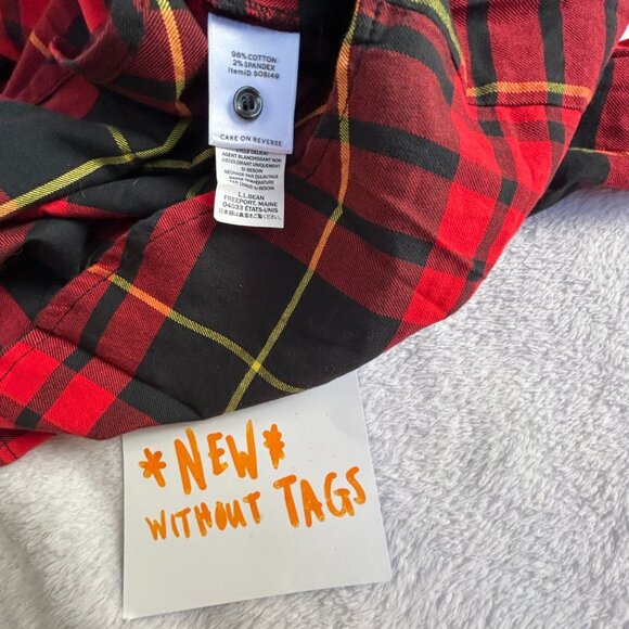 L.L. Bean Signature Red Black Plaid Flannel Tunic Dress Medium Long Sleeve NWOT - Picture 5 of 10